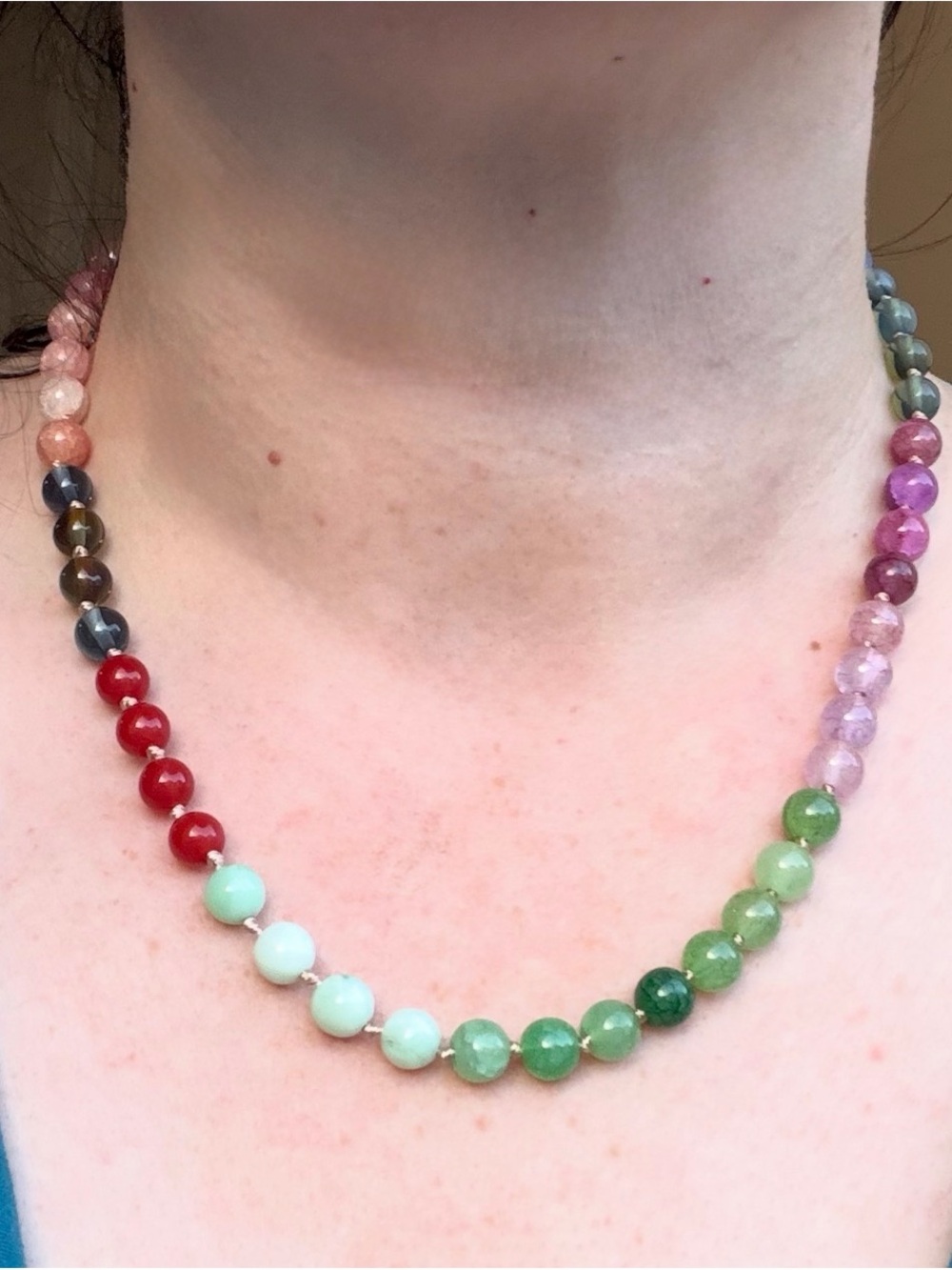 Multicolor Beaded Necklace with Gold-Tone Clasp - Picture 4 of 4